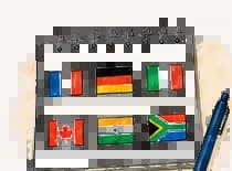 A six-tile puzzle revealing national flags