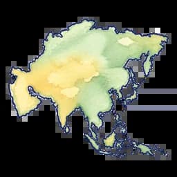 Watercolor map of Asia