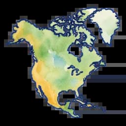 Watercolor map of North America