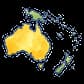 Watercolor map of Oceania and the Pacific islands