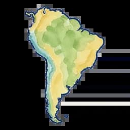 Watercolor map of South America