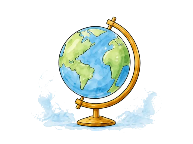 A watercolor globe