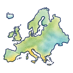 Aquarellkarte von Europa