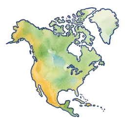 Watercolor map of North America
